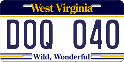 WV license plate DOQ040