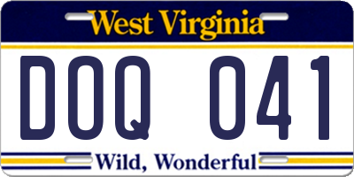 WV license plate DOQ041