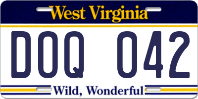 WV license plate DOQ042
