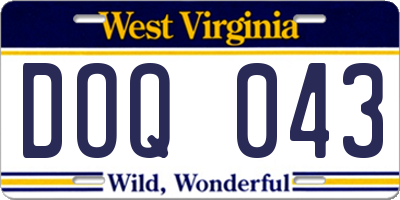WV license plate DOQ043