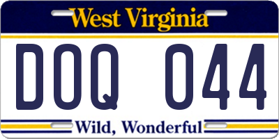 WV license plate DOQ044