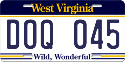 WV license plate DOQ045