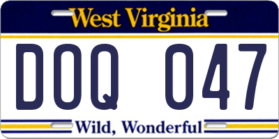 WV license plate DOQ047