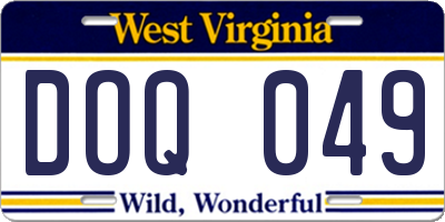 WV license plate DOQ049