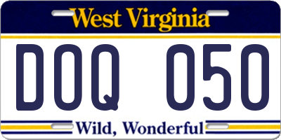 WV license plate DOQ050