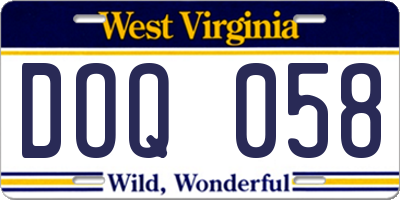 WV license plate DOQ058
