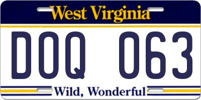 WV license plate DOQ063