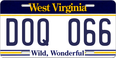 WV license plate DOQ066