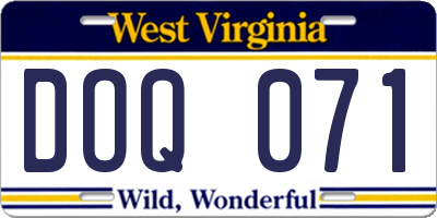 WV license plate DOQ071