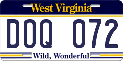 WV license plate DOQ072