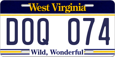 WV license plate DOQ074