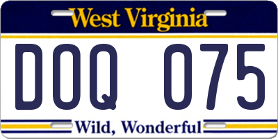 WV license plate DOQ075