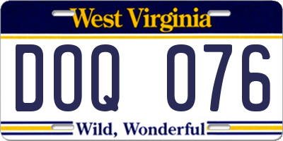 WV license plate DOQ076