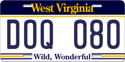 WV license plate DOQ080