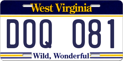 WV license plate DOQ081