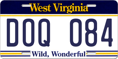 WV license plate DOQ084