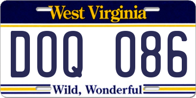 WV license plate DOQ086