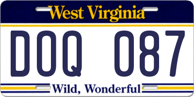 WV license plate DOQ087