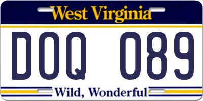 WV license plate DOQ089