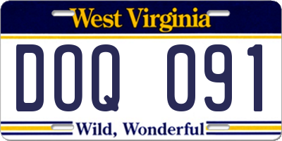 WV license plate DOQ091