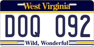 WV license plate DOQ092