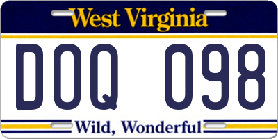 WV license plate DOQ098