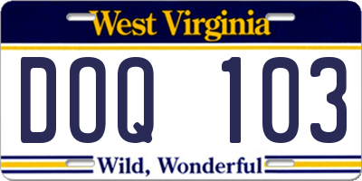 WV license plate DOQ103
