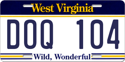 WV license plate DOQ104