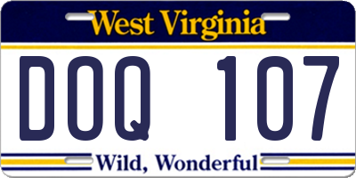 WV license plate DOQ107