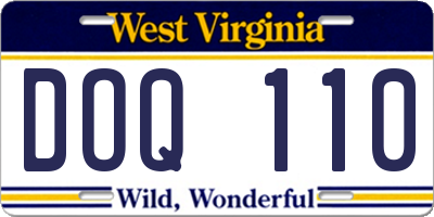 WV license plate DOQ110