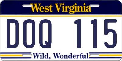 WV license plate DOQ115