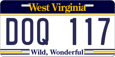 WV license plate DOQ117