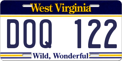 WV license plate DOQ122