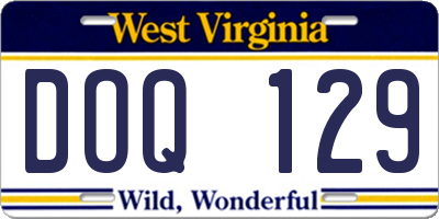 WV license plate DOQ129