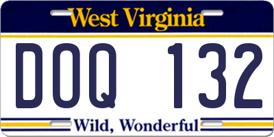 WV license plate DOQ132