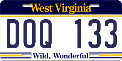WV license plate DOQ133