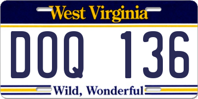 WV license plate DOQ136