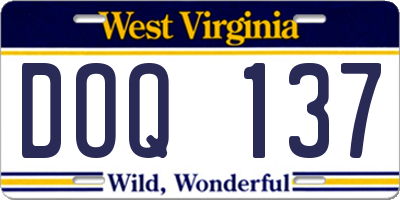 WV license plate DOQ137