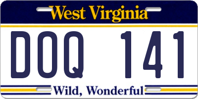 WV license plate DOQ141