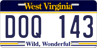 WV license plate DOQ143