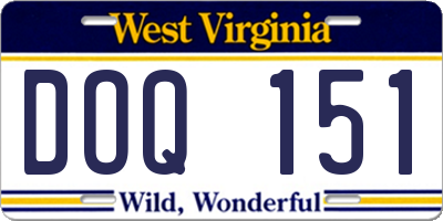 WV license plate DOQ151