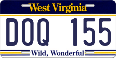 WV license plate DOQ155