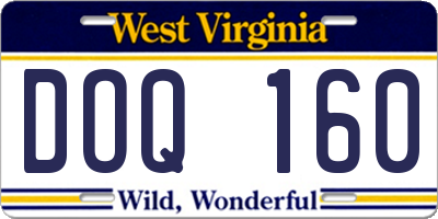 WV license plate DOQ160