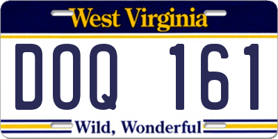WV license plate DOQ161