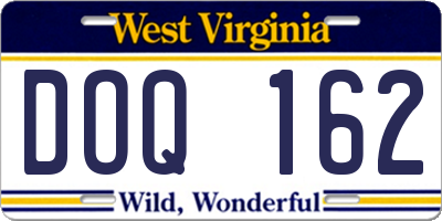 WV license plate DOQ162
