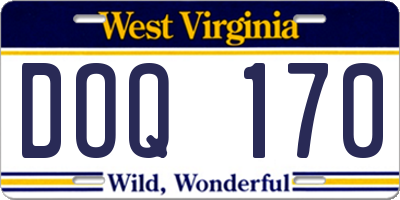 WV license plate DOQ170