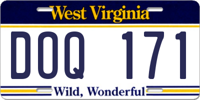 WV license plate DOQ171