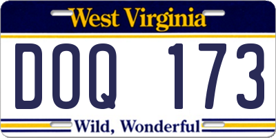 WV license plate DOQ173