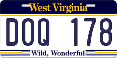 WV license plate DOQ178