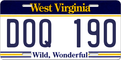 WV license plate DOQ190
